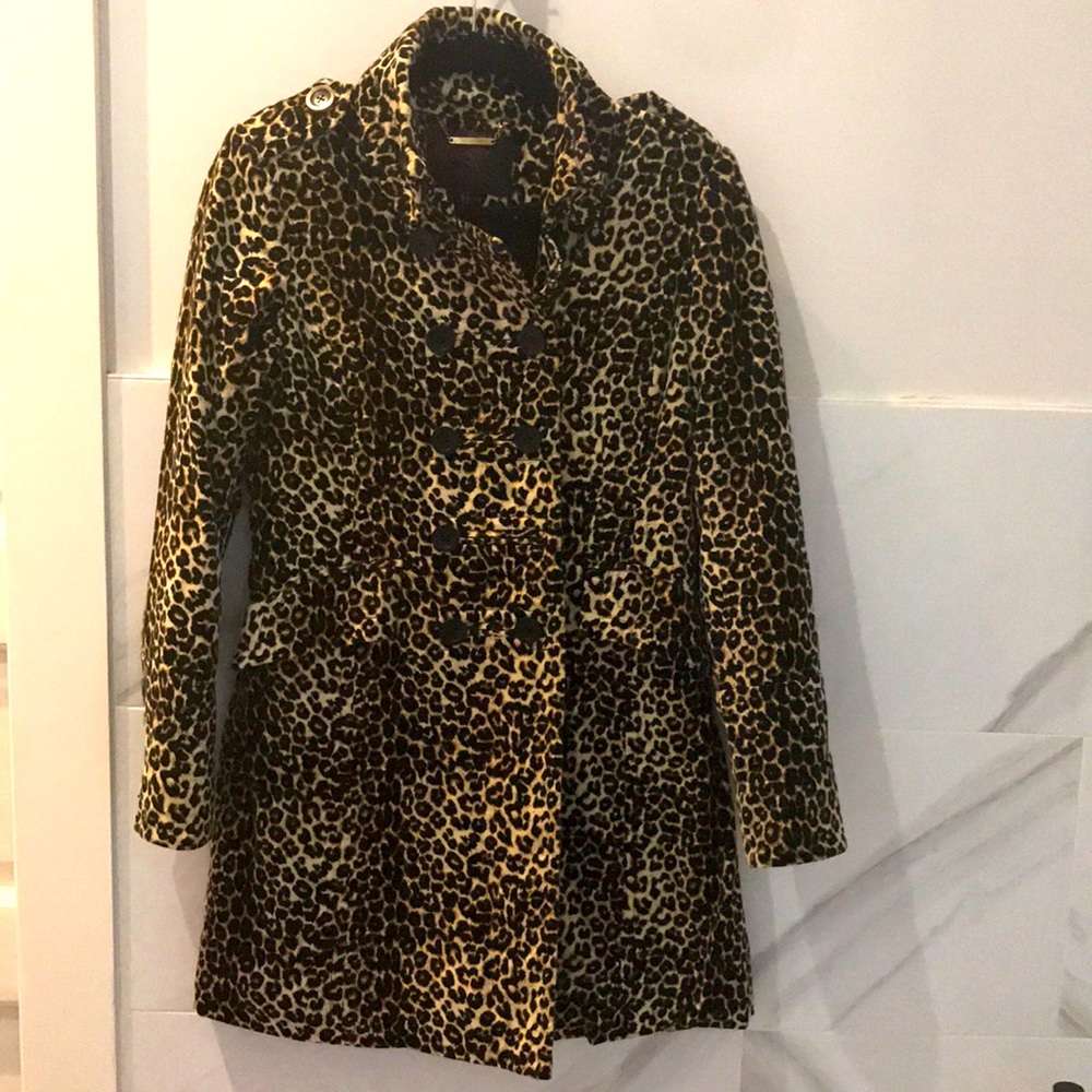 Buffalo David Bitton Leopard Print Pea Coat Velour